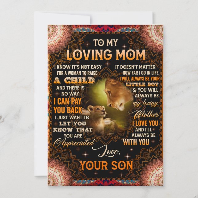 It's Not Easy For A Woman Raise A Child Son To Mum Invitation (Front)