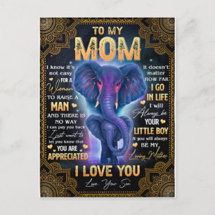 It's Not Easy For A Woman To Raise A Man - To Mum Postcard