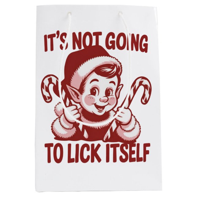It's Not Going To Lick Itself Snarky Christmas  Medium Gift Bag (Front)