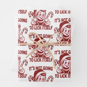 It's Not Going To Lick Itself Snarky Christmas  Wrapping Paper Sheet