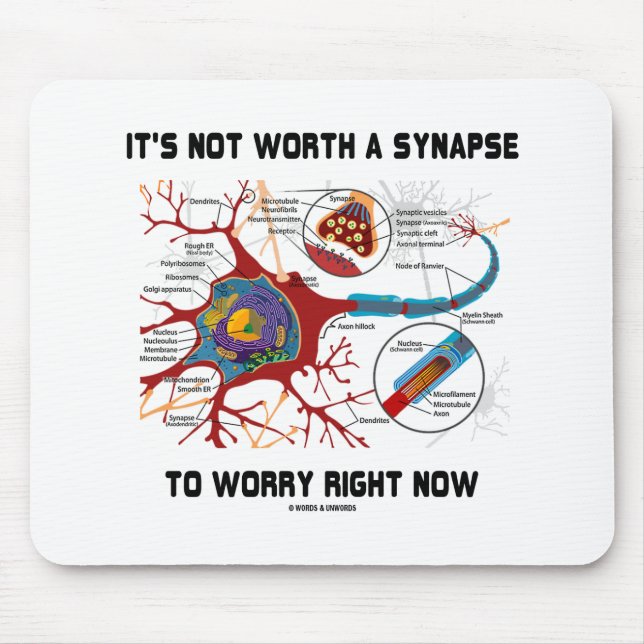 It's Not Worth A Synapse To Worry Right Now Neuron Mouse Mat (Front)