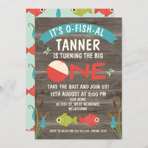 It's O-fish-al Fishing 1st Birthday Invitation