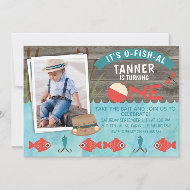 Its O-fish-al Or Fishing 1st Birthday Invitation (Front)