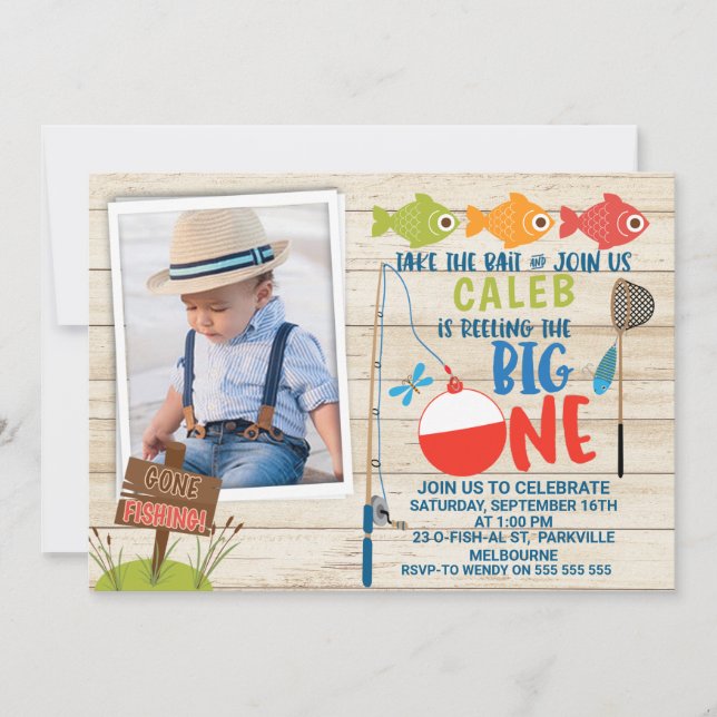 Its O-fish-al Photo First Birthday Invitation (Front)