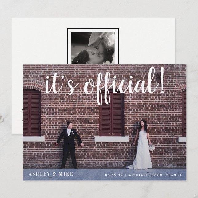 It's Official 2 Photo Wedding Announcement (Front/Back)