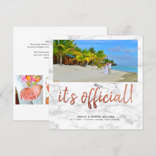 It's Official Copper 4 Photo Square Marble Wedding Invitation
