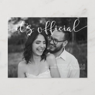 It's Official Elopement Photo Wedding Announcement Postcard