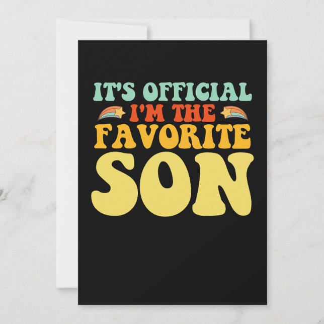 It's Official I'm The Favourite Son Groovy Invitation (Front)