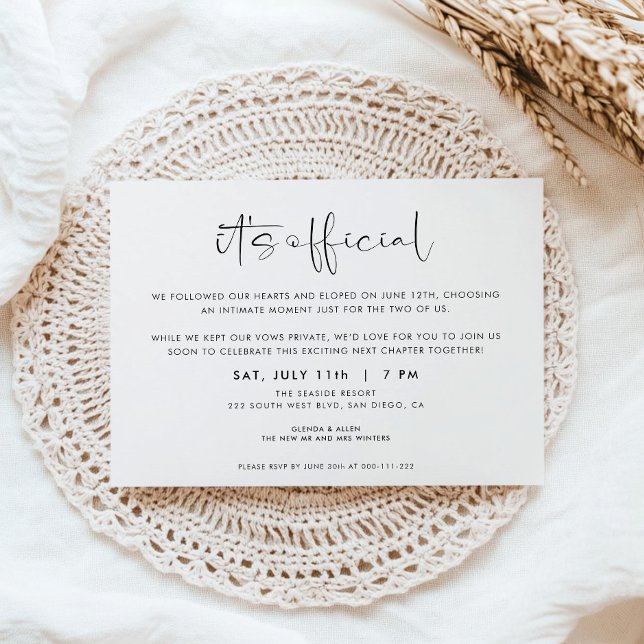 It's Official Wedding Elopement Invitation (Creator Uploaded)