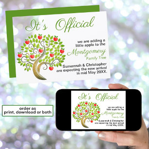 It's Official We're Expecting Apple Tree Template