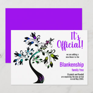 It's Official We're Expecting Flowered Tree Purple Announcement