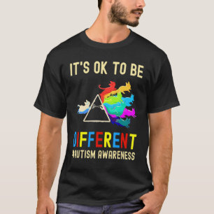 It's Ok To Be Different Autism Awareness Cat Prism T-Shirt