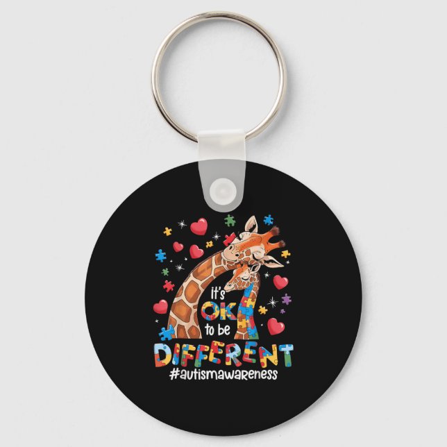 It's Ok To Be Different Autism Awareness Cute Gira Key Ring (Front)