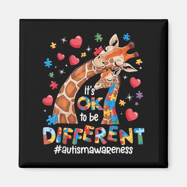 It's Ok To Be Different Autism Awareness Cute Gira Magnet (Front)