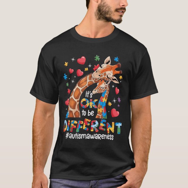 It's Ok To Be Different Autism Awareness Cute Gira T-Shirt (Front)