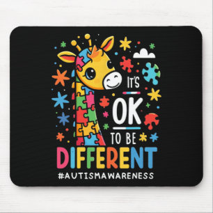 Its Ok To Be Different Autism Awareness Cute Giraf Mouse Mat