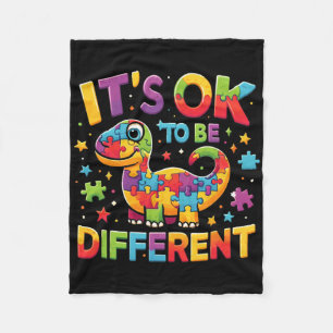 Its Ok To Be Different Autism Awareness Cute T Rex Fleece Blanket