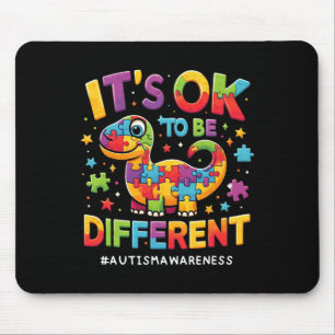 Its Ok To Be Different Autism Awareness Cute T Rex Mouse Mat