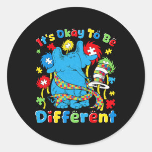 It's Ok To Be Different Autism Awareness Elephant Classic Round Sticker