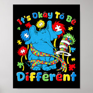 It's Ok To Be Different Autism Awareness Elephant Poster