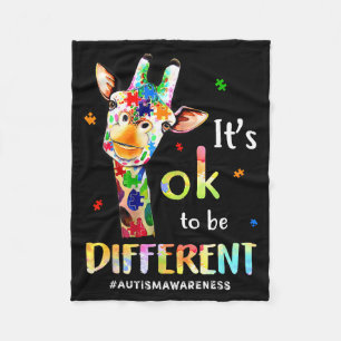 Its Ok To Be Different Autism Awareness Giraffe Fleece Blanket