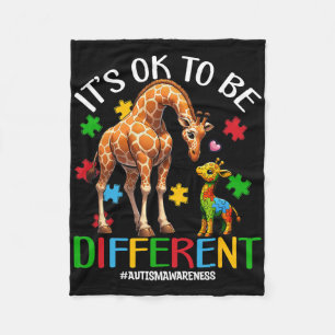 Its Ok To Be Different Autism Awareness Giraffe Lo Fleece Blanket
