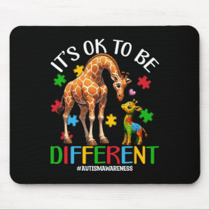 Its Ok To Be Different Autism Awareness Giraffe Lo Mouse Mat