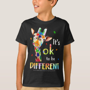 Its Ok To Be Different Autism Awareness Giraffe T-Shirt
