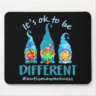 It's Ok To Be Different Autism Awareness Gnomes Mouse Mat