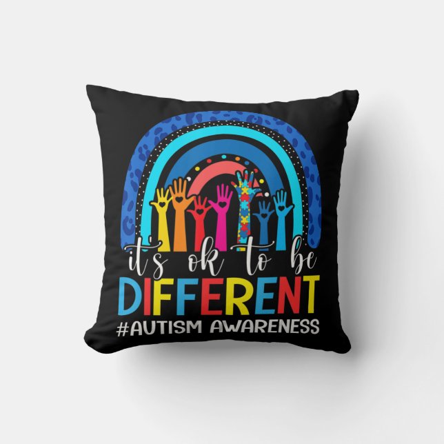 It's Ok To Be Different Autism Awareness Leopard R Cushion (Front)