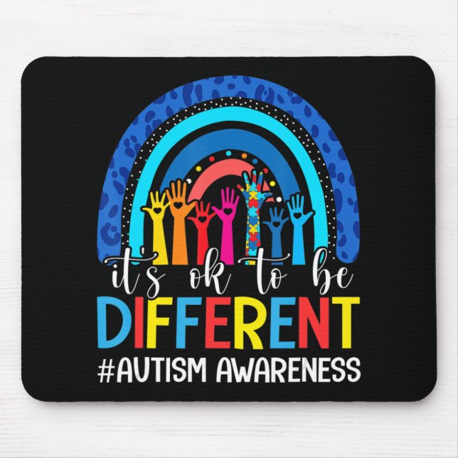 It's Ok To Be Different Autism Awareness Leopard R Mouse Mat (Front)