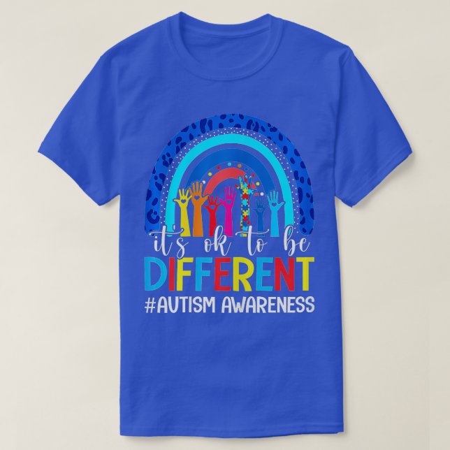 It's Ok To Be Different Autism Awareness Leopard R T-Shirt (Design Front)