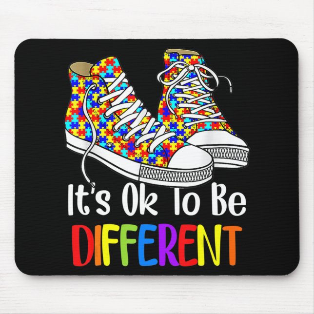 It's Ok To Be Different Autism Awareness Puzzle Sh Mouse Mat (Front)