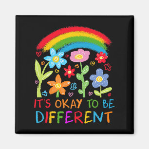 Its Ok To Be Different Autism Rainbow Boho Neurodi Magnet