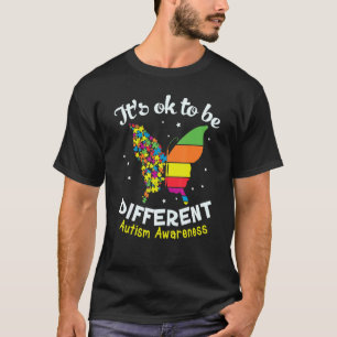 It's Ok To Be Different Butterfly Autism Awareness T-Shirt