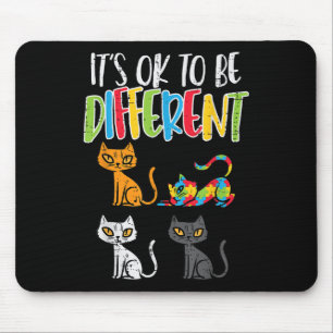Its Ok To Be Different Cat Puzzle Cute Autism Awar Mouse Mat