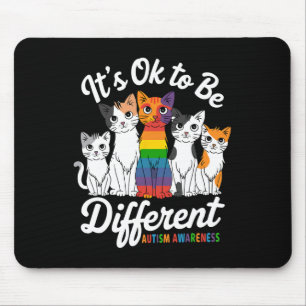 Its Ok To Be Different Cat Puzzle Cute Autism Awar Mouse Mat