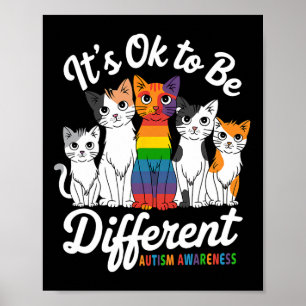 Its Ok To Be Different Cat Puzzle Cute Autism Awar Poster