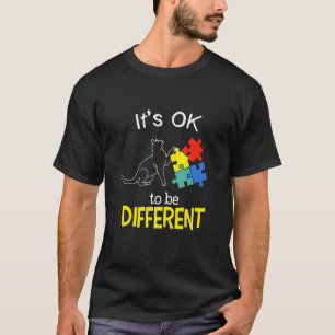 Its Ok To Be Different Cat Puzzle Cute Autism Awar T-Shirt