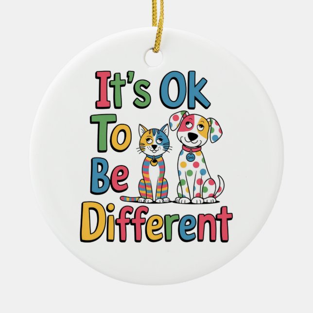 It's ok to be different ceramic tree decoration (Front)