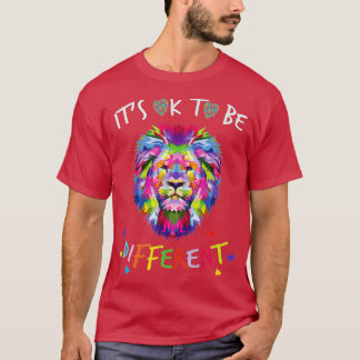 Its OK to be different Colourful Lion Autism Aware T-Shirt