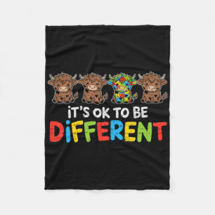Its Ok To Be Different Cow Heifer Autism Awareness Fleece Blanket