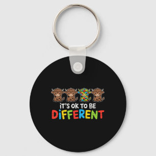 Its Ok To Be Different Cow Heifer Autism Awareness Key Ring