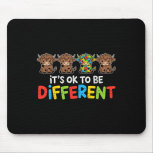 Its Ok To Be Different Cow Heifer Autism Awareness Mouse Mat