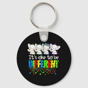 It's Ok To Be Different Cute Elephant Autism Aware Key Ring