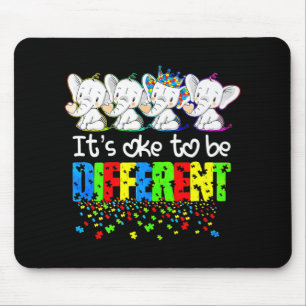 It's Ok To Be Different Cute Elephant Autism Aware Mouse Mat