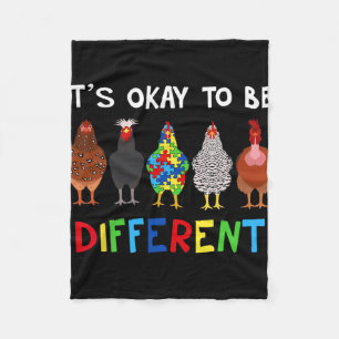It's Ok To Be Different Cute Puzzle Chicken Autism Fleece Blanket