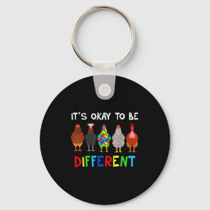 Its Ok To Be Different Cute Puzzle Chicken Autism  Key Ring