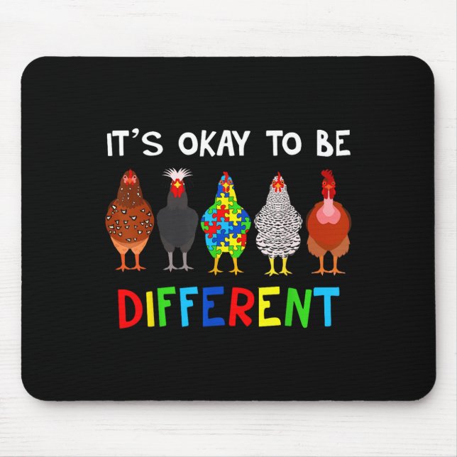 Its Ok To Be Different Cute Puzzle Chicken Autism  Mouse Mat (Front)