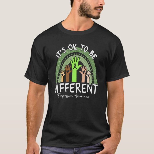 It's Ok To Be Different Depression Awareness Lime  T-Shirt (Front)